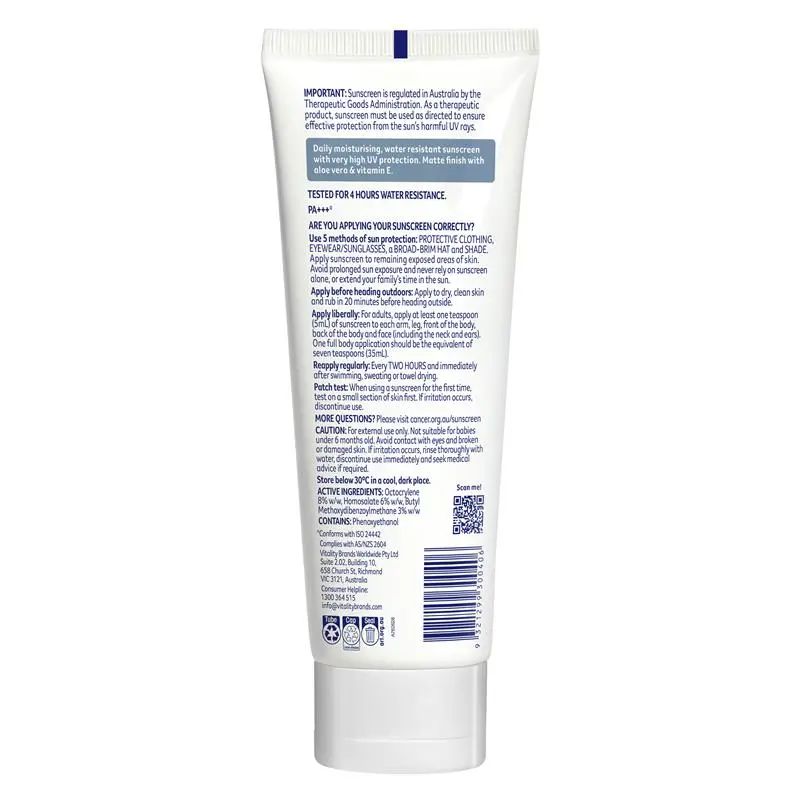 cancer council spf 50+ face & body moisturiser water resistant 150ml cancer council spf 50+ face & body moisturiser water resistant 150ml