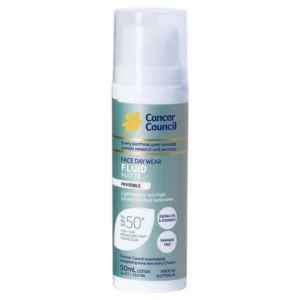 cancer council spf 50+ day wear face fluid matte invisible 50ml