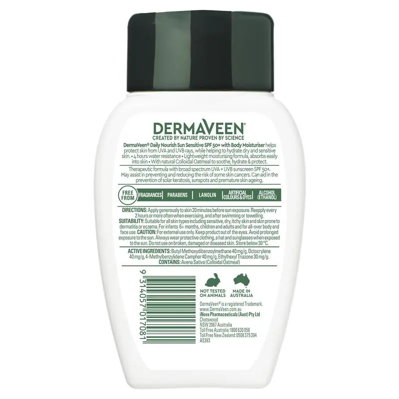 dermaveen sensitive sun spf 50+ moisturising face & body cream 250g dermaveen sensitive sun spf 50+ moisturising face & body cream 250g