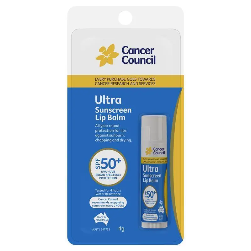 cancer council spf 50+ ultra sunscreen lip balm 4g cancer council spf 50+ ultra sunscreen lip balm 4g