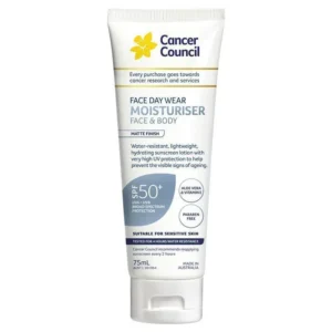 cancer council spf 50+ day wear face matte invisible 4hr water resistant 75ml tube
